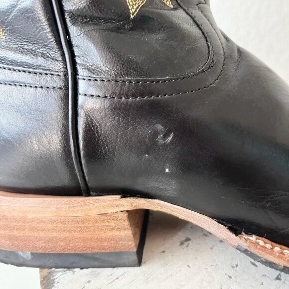 Rod Patrick Mens Cowboy Boots 8.5EE Black Leather Cowboy Square Toe Western EUC - Picture 3 of 14